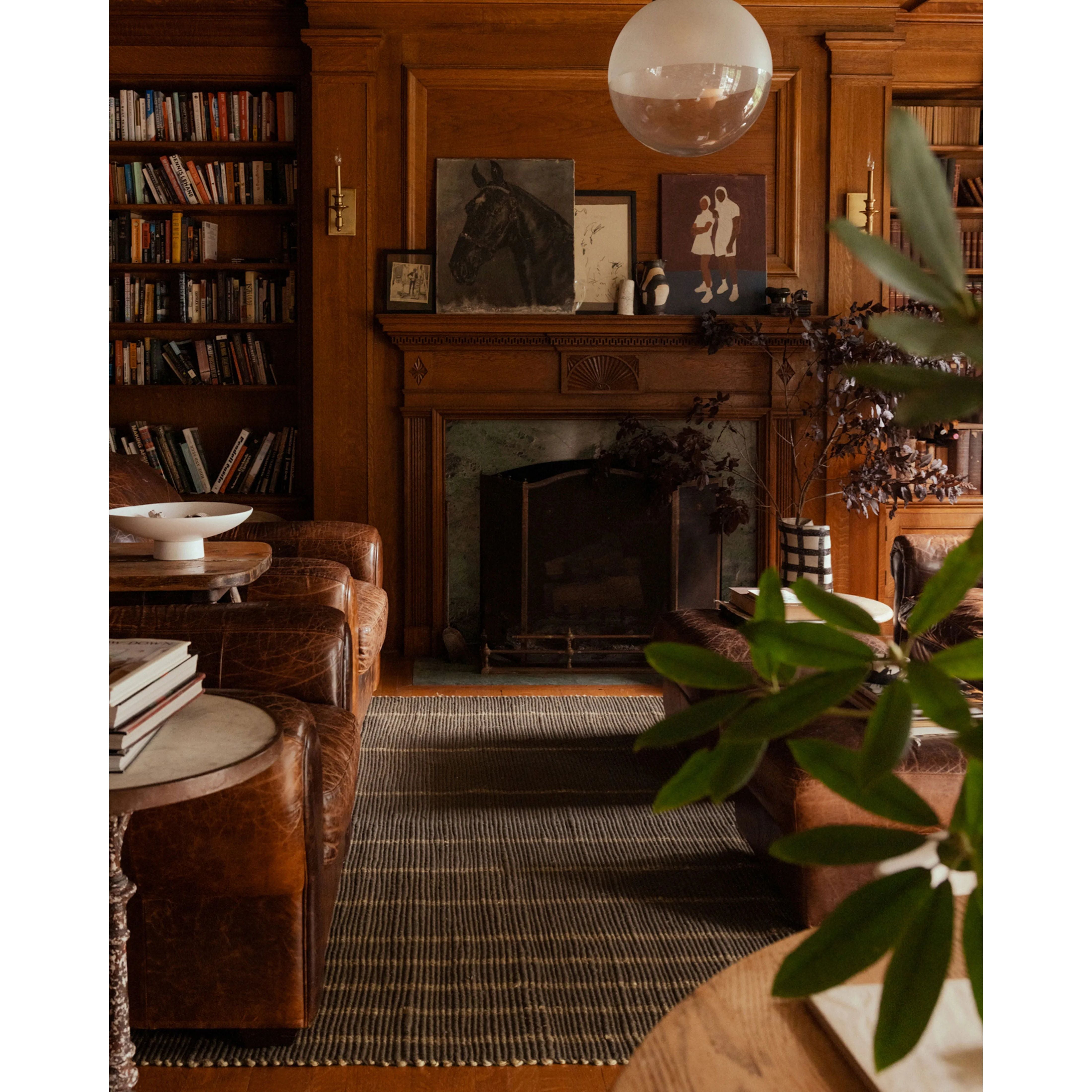 The Weatherstaff Collection is a vertically striped jute area rug with an organic look and feel, designed by Leanne Ford x Loloi. The earth-toned area rug features flatwoven jute that creates a ribbed texture horizontally, with stripes that are vertical—a playful combination. Amethyst Home provides interior design, new home construction design consulting, vintage area rugs, and lighting in the Kansas City metro area.