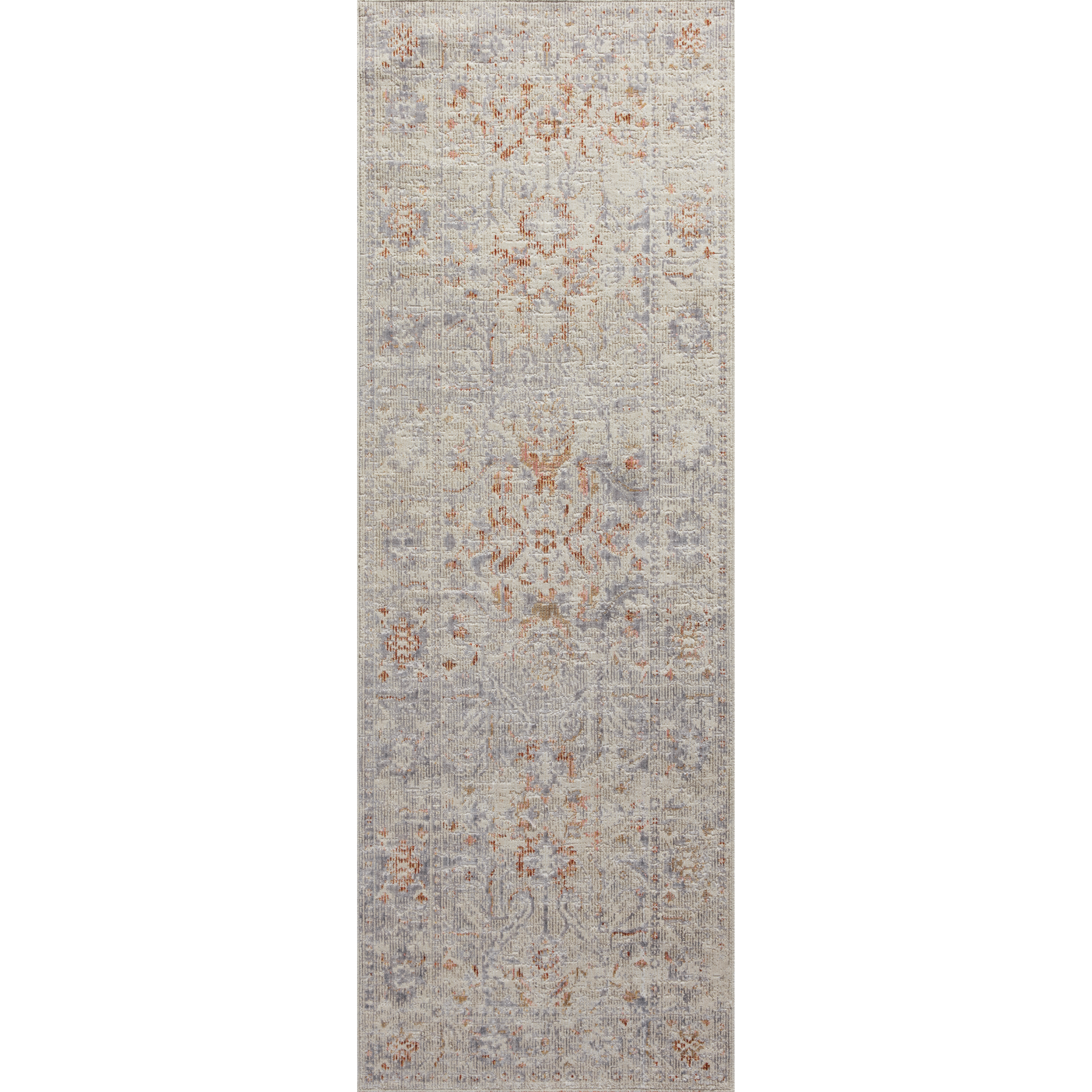 Durable, low pile, and soft, this rug is inspired by classic vintage and antique rugs. The Rosemarie Chris Loves Julia Oatmeal / Lavender ROE-05 rug from Loloi features a beautiful vintage pattern and patina. The rug is easy to clean, never sheds, and perfect for living rooms, dining rooms, hallways, and kitchens!