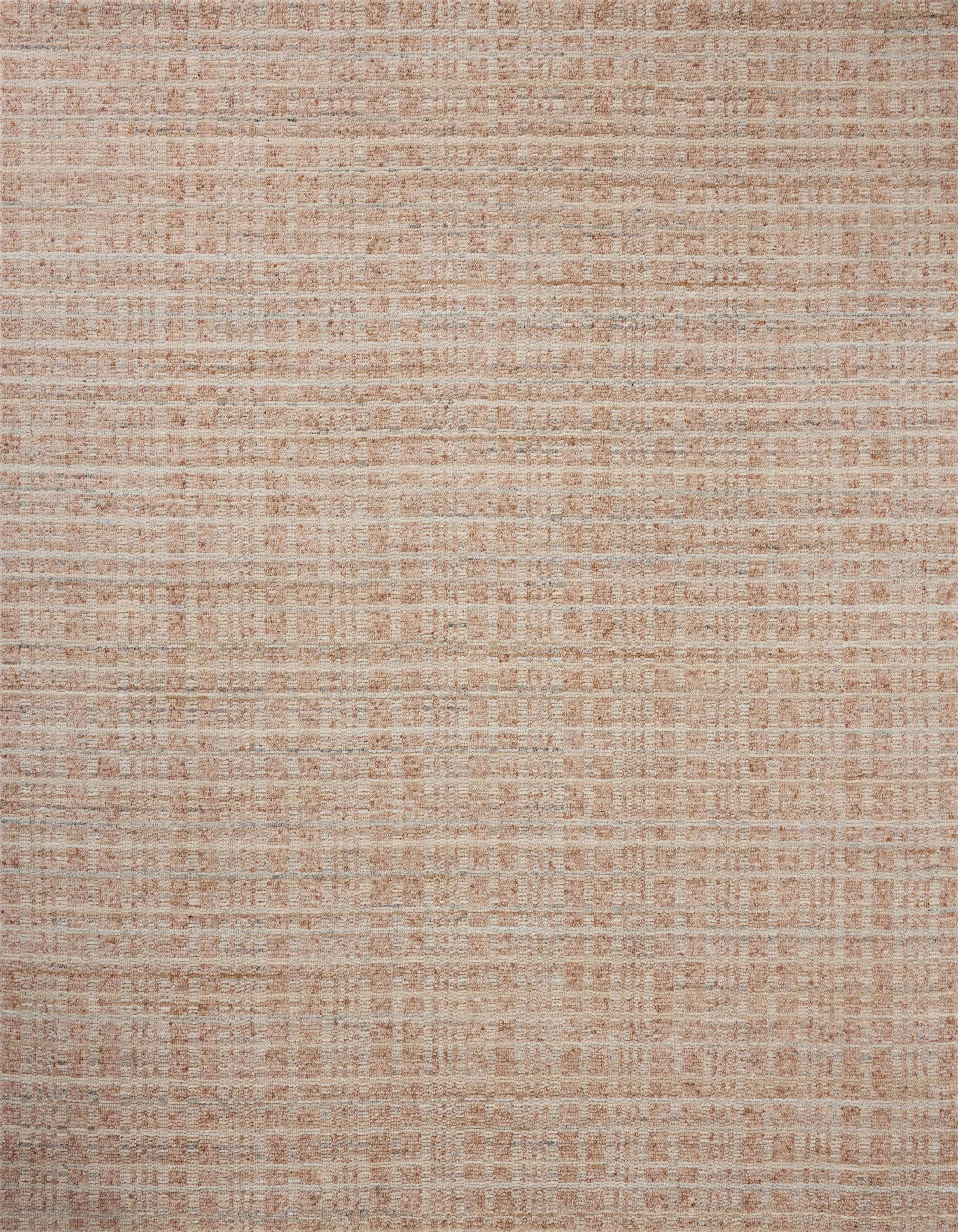 The Sonya Terracotta / Natural Rug is a hand-loomed area rug with a light, airy palette and understated graphic design. The rug’s textural pile is a soft blend of wool and nylon that creates dimension in living rooms, bedrooms, and more. Amethyst Home provides interior design, new home construction design consulting, vintage area rugs, and lighting in the Houston metro area.