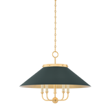 Clivedon Chandelier - Aged Brass/Soft Studio Green