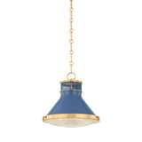 Highclere Pendant - Aged Brass/Soft French Blue