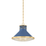 Highclere Pendant - Aged Brass/Soft French Blue
