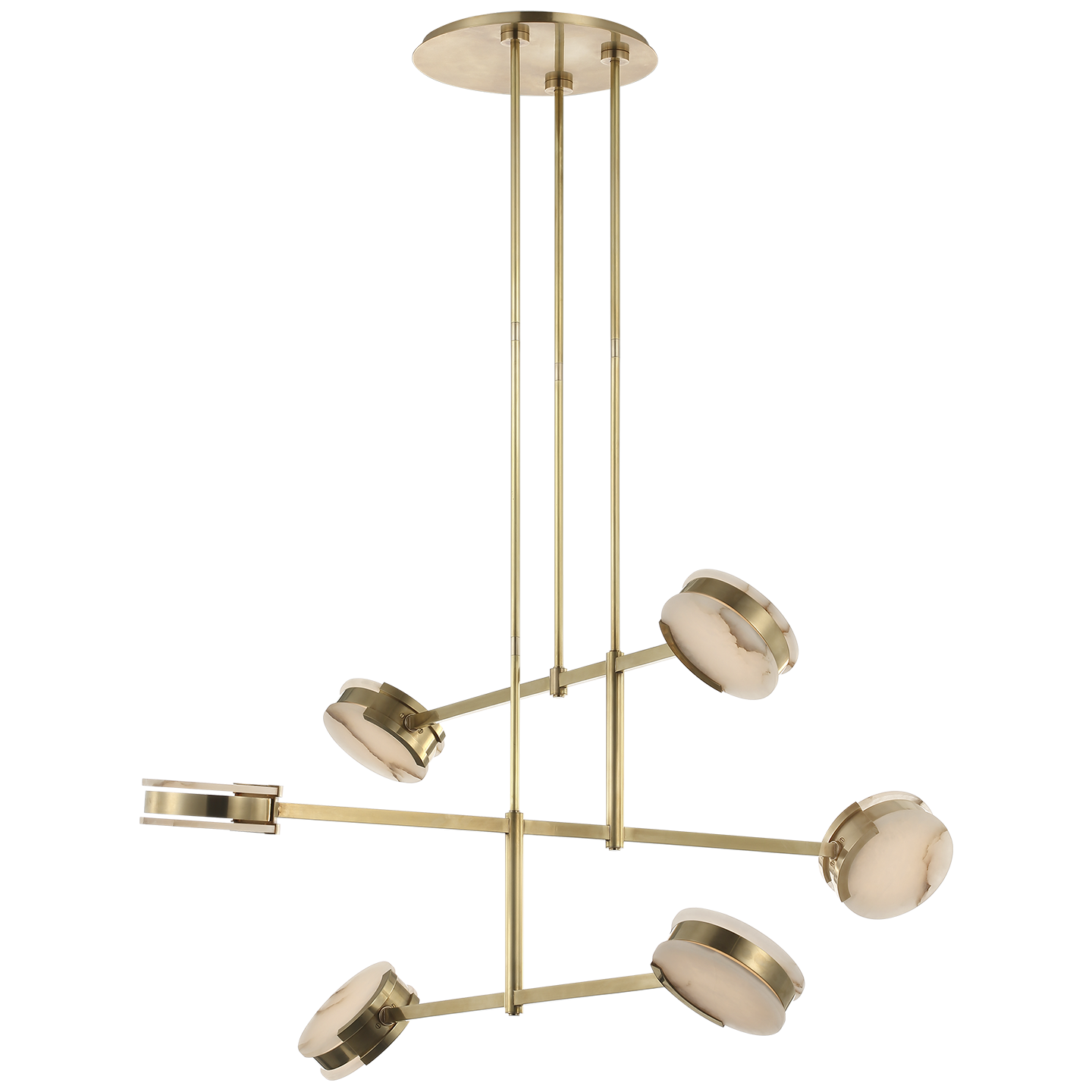 Featuring Melange 54" Multi-Positional Chandelier Antique-Burnished Brass by Visual Comfort at Amethyst Home. Melange 54" Multi-Positional Chandelier in Antique-Burnished Brass with Alabaster
Overall Dimensions: 54" L x 54" W x 65.5" HWeight: 56 lbs.. Amethyst Home provides interior design, new construction, custom furniture, and area rugs in the Miami metro area