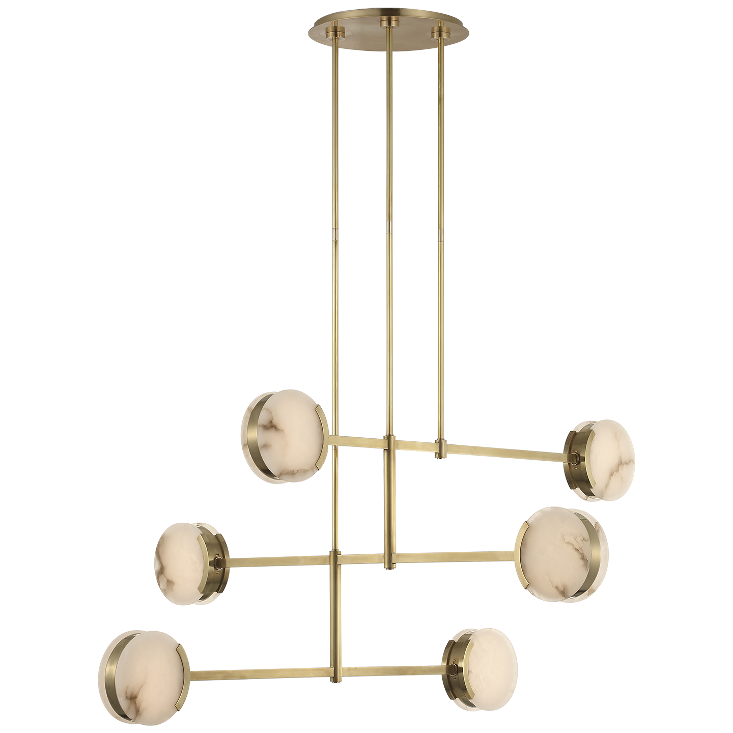 Featuring Melange 54" Multi-Positional Chandelier Antique-Burnished Brass by Visual Comfort at Amethyst Home. Melange 54" Multi-Positional Chandelier in Antique-Burnished Brass with Alabaster
Overall Dimensions: 54" L x 54" W x 65.5" HWeight: 56 lbs.. Amethyst Home provides interior design, new construction, custom furniture, and area rugs in the Seattle metro area