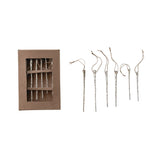 Mercury Glass Icicle Ornaments, Silver Finish, Boxed Set of 6