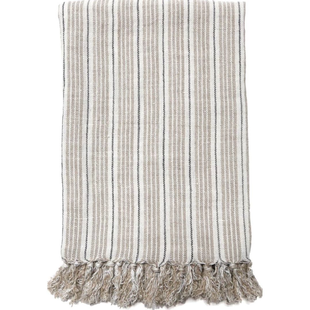 Newport Throw Natural/Midnight  Pom Pom At Home