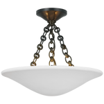 Featuring Mollino 16" Semi Flush Mount Bronze by Visual Comfort at Amethyst Home. The Mollino by AERIN offers a contemporary take on old-world elegance. Suspended from a jewelry-like chain, the lightweight shallow bowl shapes in a plaster finish recall 1930s French sculpture yet deliver modern sophistication. The emanating warm glow will add subtle luxury to entryways, dining room. Amethyst Home provides interior design, new construction, custom furniture, and area rugs in the Calabasas metro area