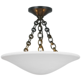 Featuring Mollino 16" Semi Flush Mount Bronze by Visual Comfort at Amethyst Home. The Mollino by AERIN offers a contemporary take on old-world elegance. Suspended from a jewelry-like chain, the lightweight shallow bowl shapes in a plaster finish recall 1930s French sculpture yet deliver modern sophistication. The emanating warm glow will add subtle luxury to entryways, dining room. Amethyst Home provides interior design, new construction, custom furniture, and area rugs in the Park City metro area