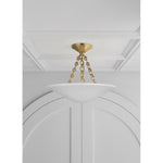 Featuring Mollino 16" Semi Flush Mount Hand-Rubbed Antique Brass by Visual Comfort at Amethyst Home. The Mollino by AERIN offers a contemporary take on old-world elegance. Suspended from a jewelry-like chain, the lightweight shallow bowl shapes in a plaster finish recall 1930s French sculpture yet deliver modern sophistication. The emanating warm glow will add subtle luxury to. Amethyst Home provides interior design, new construction, custom furniture, and area rugs in the Winter Garden metro area