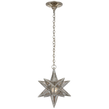 Featuring Moravian Small Star Lantern Burnished Silver Leaf by Visual Comfort at Amethyst Home. The Chapman & Myers Moravian Star reinterprets the classic multi-pointed star in antiqued mirror glass and metal, available in multiple finishes. Styled as a single lantern or combined to create a starry statement piece, the geometric lighting will lend a jewelry-like accent to modern inter. Amethyst Home provides interior design, new construction, custom furniture, and area rugs in the Omaha metro area