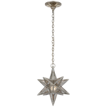 Featuring Moravian Small Star Lantern Burnished Silver Leaf by Visual Comfort at Amethyst Home. The Chapman & Myers Moravian Star reinterprets the classic multi-pointed star in antiqued mirror glass and metal, available in multiple finishes. Styled as a single lantern or combined to create a starry statement piece, the geometric lighting will lend a jewelry-like accent to modern i. Amethyst Home provides interior design, new construction, custom furniture, and area rugs in the San Diego metro area