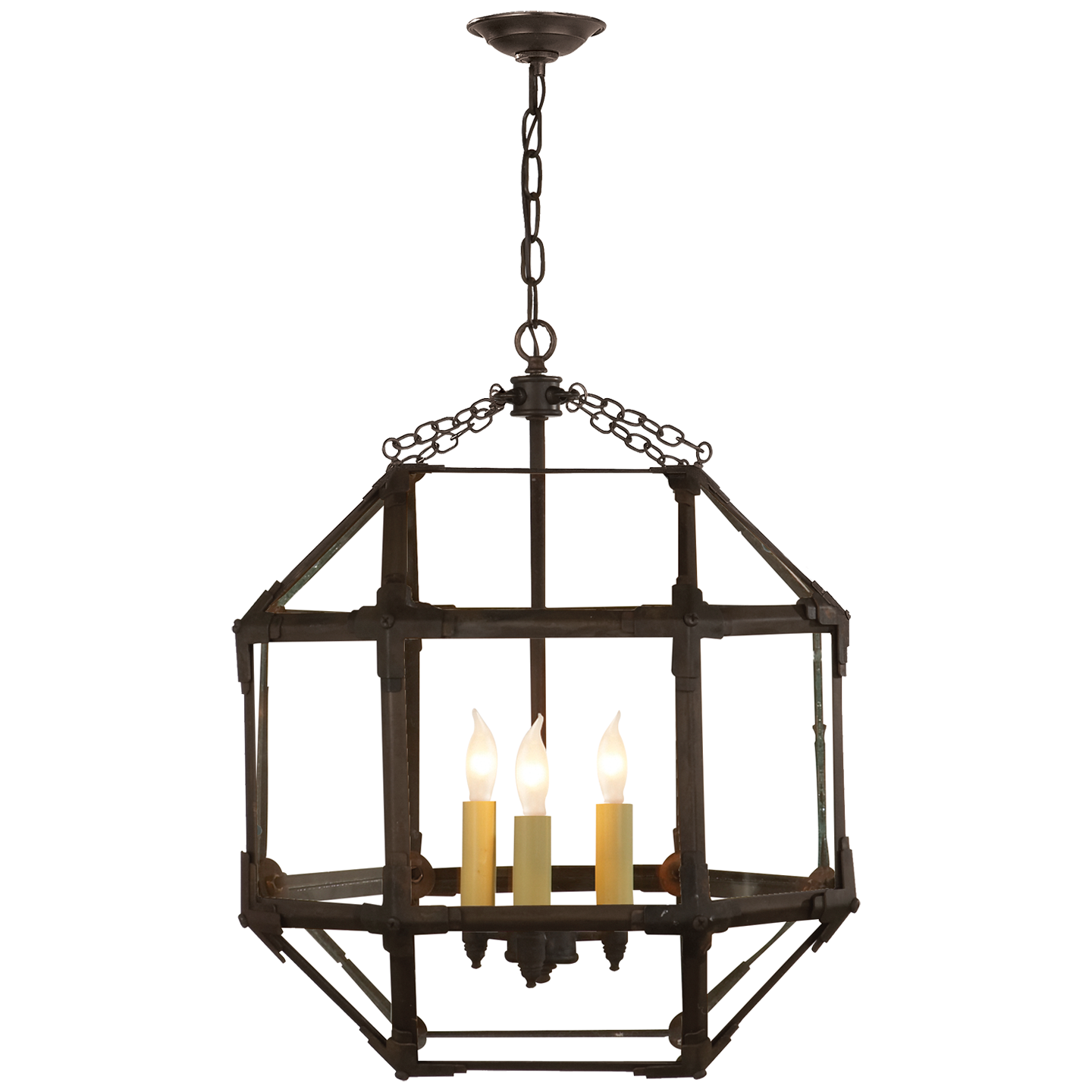 Featuring Morris Medium Lantern Antique Zinc by Visual Comfort at Amethyst Home. The Morris by Suzanne Kasler adds refined charm to any style of kitchen or entryway. Clear or white glass panes adorn the geometric frame in antique zinc, polished nickel or gilded iron, allowing for brighter or more diffused illumination.
Overall Dimensions: 18.5" L x 18.5" W x 26" HWeight: 23 lbs. Amethyst Home provides interior design, new construction, custom furniture, and area rugs in the Laguna Beach metro area