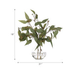 Bring timeless beauty into your home with the green Eucalyptus in a glass bubble. Standing at 18", this lifelike faux design adds sophistication, perfect for a dining table centerpiece or console display. Admire the lifelike blooms and rich foliage, providing a timeless touch to your home's ambiance Amethyst Home provides interior design, new home construction design consulting, vintage area rugs, and lighting in the Boston metro area.