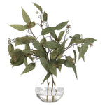 Bring timeless beauty into your home with the green Eucalyptus in a glass bubble. Standing at 18", this lifelike faux design adds sophistication, perfect for a dining table centerpiece or console display. Admire the lifelike blooms and rich foliage, providing a timeless touch to your home's ambiance Amethyst Home provides interior design, new home construction design consulting, vintage area rugs, and lighting in the Salt Lake City metro area.