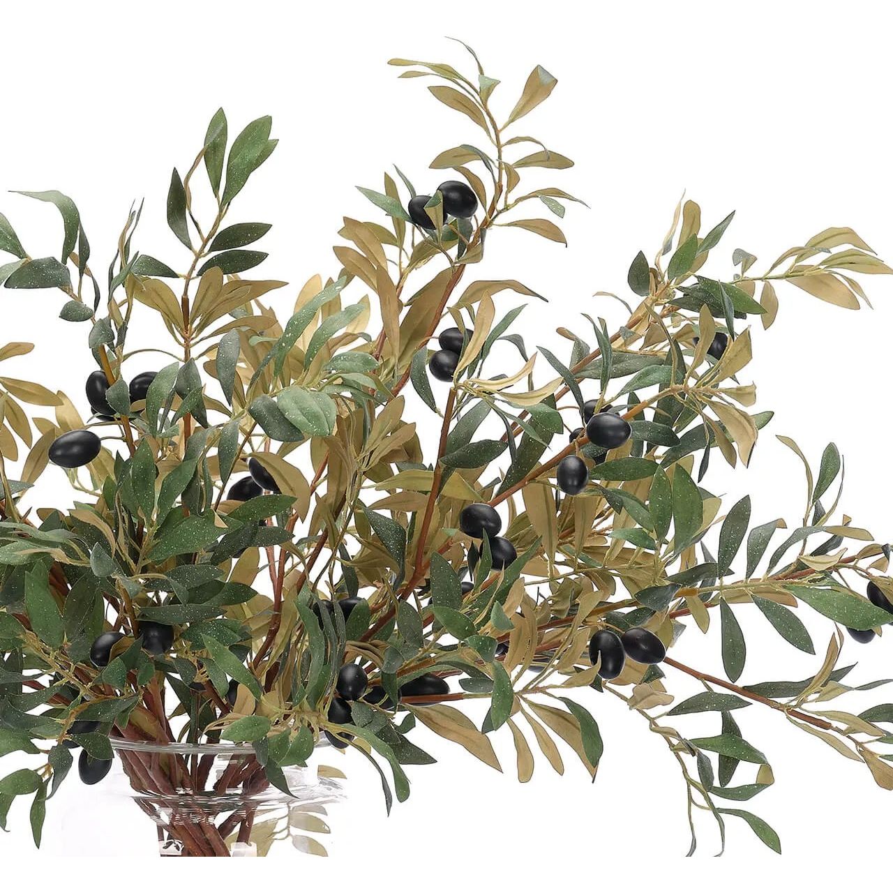 Embrace nature's charm with the green Olive Branch, thoughtfully displayed in a glass vase. With a height of 25", this arrangement offers a striking and elegant presence, blending seamlessly with seasonal or year-round decor. Enjoy its lasting beauty year-round, perfect for adding seasonal flair without any upkeep Amethyst Home provides interior design, new home construction design consulting, vintage area rugs, and lighting in the Omaha metro area.