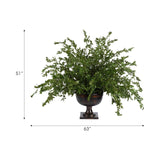 Create a luxurious atmosphere with this green Smilex Branch, housed in a bronze urn. Measuring 51", it's a versatile addition to your living room, bedroom, or entryway, complementing both classic and modern styles. Experience the charm of this arrangement, maintenance-free and ideal for those who love fresh, vibrant decor Amethyst Home provides interior design, new home construction design consulting, vintage area rugs, and lighting in the Omaha metro area.