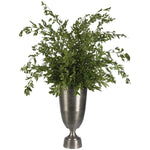 Embrace nature's charm with the green Smilex Branch, thoughtfully displayed in a aluminum vase. Reaching 63", it's a graceful addition that enhances small nooks, shelves, or bathroom vanities, adding a refined touch. Admire the lifelike blooms and rich foliage, providing a timeless touch to your home's ambiance Amethyst Home provides interior design, new home construction design consulting, vintage area rugs, and lighting in the Des Moines metro area.