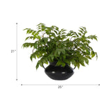 Transform your space with the green Wisteria Leaf, beautifully arranged in a iron pot. Reaching 21", it's a graceful addition that enhances small nooks, shelves, or bathroom vanities, adding a refined touch. Enjoy its lasting beauty year-round, perfect for adding seasonal flair without any upkeep Amethyst Home provides interior design, new home construction design consulting, vintage area rugs, and lighting in the Omaha metro area.