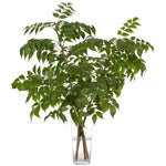 Embrace nature's charm with the green Wisteria Leaf, thoughtfully displayed in a glass vase. Measuring 35", it's a versatile addition to your living room, bedroom, or entryway, complementing both classic and modern styles. Admire the lifelike blooms and rich foliage, providing a timeless touch to your home's ambiance Amethyst Home provides interior design, new home construction design consulting, vintage area rugs, and lighting in the Portland metro area.