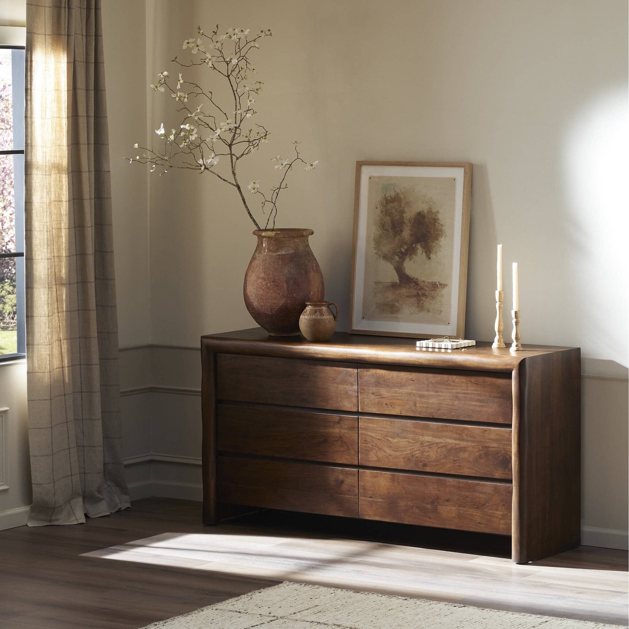 rustic brown dresser Nigel Rustic Brown Acacia 6 Drawer Dresser