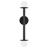 Featuring Nodes Double Sconce Burnished Brass by Visual Comfort at Amethyst Home. Nodes task, ceiling and wall lighting is minimal yet bold, highlighting Kelly's distinctive juxtaposition of mixed-materiality and curvilinear form. Light radiates from milk glass globes set against metal discs. All fixtures can be used or without the discs. The cast canopy is available in Burnished. Amethyst Home provides interior design, new construction, custom furniture, and area rugs in the Des Moines metro area