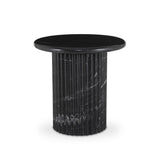 Oranda End Table - Black Scalloped Marble - Black Marble