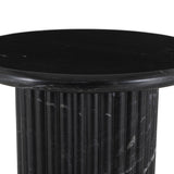 Oranda End Table - Black Scalloped Marble - Black Marble