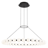 Featuring Orbet 36 Chandelier Nightshade Black by Visual Comfort at Amethyst Home. The Orbet 36 Chandelier by Sean Lavin is a modern upgrade to the classic ring design. Milk-glass orbs provide a soft diffused aesthetic for the integrated LEDs and are accented with metal spacers for a touch of contrast. This fixture is the perfect design for dining room, foyers, hospitality and m. Amethyst Home provides interior design, new construction, custom furniture, and area rugs in the Kansas City metro area