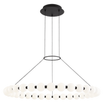 Featuring Orbet 36 Chandelier Nightshade Black by Visual Comfort at Amethyst Home. The Orbet 36 Chandelier by Sean Lavin is a modern upgrade to the classic ring design. Milk-glass orbs provide a soft diffused aesthetic for the integrated LEDs and are accented with metal spacers for a touch of contrast. This fixture is the perfect design for dining room, foyers, hospitality and m. Amethyst Home provides interior design, new construction, custom furniture, and area rugs in the Los Angeles metro area