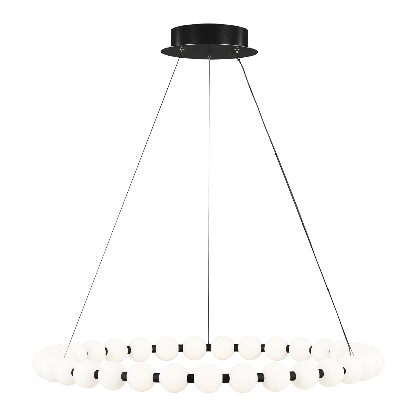 Featuring Orbet 36 Chandelier Nightshade Black by Visual Comfort at Amethyst Home. The Orbet 36 Chandelier by Sean Lavin is a modern upgrade to the classic ring design. Milk-glass orbs provide a soft diffused aesthetic for the integrated LEDs and are accented with metal spacers for a touch of contrast. This fixture is the perfect design for dining room, foyers, hospitality and mor. Amethyst Home provides interior design, new construction, custom furniture, and area rugs in the Nashville metro area