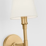 Featuring Perth Single Medium Sconce Burnished Brass by Visual Comfort at Amethyst Home. The Perth Single Medium Sconce in Burnished Brass adds a touch of elegance to any space. Crafted with a timeless sconce design, this piece offers warm and ambient lighting. Perfect for creating a sophisticated and exclusive atmosphere in any room.
Overall Dimensions: 5.5" L x 5.5" W x 17" H. Amethyst Home provides interior design, new construction, custom furniture, and area rugs in the Kansas City metro area