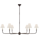 Featuring Piaf Grande Chandelier Aged Iron and Ebonized Oak by Visual Comfort at Amethyst Home. With the Piaf, Thomas O'Brien explores clean shapes with an airy feel. Natural steel bars intersect with wooden and metal hubs accented by simple candles and white conical shades. The juxtaposition of classic, casual forms with modern details will lend itself effortlessly to a diverse r. Amethyst Home provides interior design, new construction, custom furniture, and area rugs in the Calabasas metro area