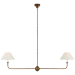 Featuring Piaf Large Two Light Linear Pendant Antique Gild by Visual Comfort at Amethyst Home. With the Piaf, Thomas O'Brien explores clean shapes with an airy feel. Natural steel bars intersect with wooden and metal hubs accented by simple candles and white conical shades. The juxtaposition of classic, casual forms with modern details will lend itself effortlessly to a diverse range. Amethyst Home provides interior design, new construction, custom furniture, and area rugs in the Dallas metro area