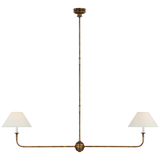 Featuring Piaf Large Two Light Linear Pendant Antique Gild by Visual Comfort at Amethyst Home. With the Piaf, Thomas O'Brien explores clean shapes with an airy feel. Natural steel bars intersect with wooden and metal hubs accented by simple candles and white conical shades. The juxtaposition of classic, casual forms with modern details will lend itself effortlessly to a divers. Amethyst Home provides interior design, new construction, custom furniture, and area rugs in the Newport Beach metro area