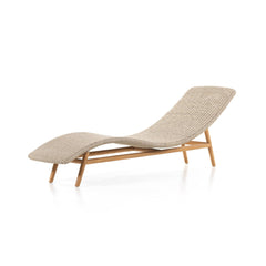 Featuring Portia Vintage White Outdoor Chaise by Four Hands at Amethyst Home. Strike a pose. Based off a vintage shape, all-weather wicker is subtly curved and set atop a minimal frame made of solid teak. A stylish statement piece and seating option for both indoors and out. Cover or store inside during inclement weather and when not in use.Overall Dimensions: 24.00"w x 80.50". Amethyst Home provides interior design, new construction, custom furniture, and area rugs in the Newport Beach metro area