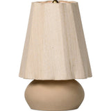 A large ceramic base with a speckled glossy finish supports a scalloped pure silk shade with fluid curves — a look that's instantly soft and bold Amethyst Home provides interior design, new home construction design consulting, vintage area rugs, and lighting in the Los Angeles metro area.