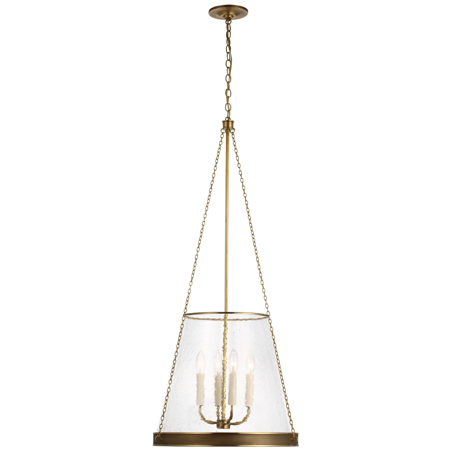 Featuring Reese 18" Pendant Soft Brass by Visual Comfort at Amethyst Home. The Reese by Marie Flanigan strikes an impressive silhouette with clean lines and vintage sophistication. Available as a globe pendant in restoration glass or a conical pendant in glass or linen, the design is supported by elegant metalwork in a variety of finishes. Singular or multiple pendants will cast warm . Amethyst Home provides interior design, new construction, custom furniture, and area rugs in the Miami metro area