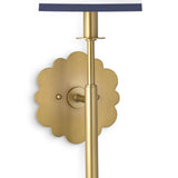 The Daisy Sconce is an updated classic with fine details such as its namesake daisy-shaped natural brass backplate and custom natural linen shade with navy trim. A part of our Southern Living Lighting Collection, the Daisy is an elegant addition to a dining area, powder room or bedroom. Amethyst Home provides interior design, new home construction design consulting, vintage area rugs, and lighting in the Washington metro area.