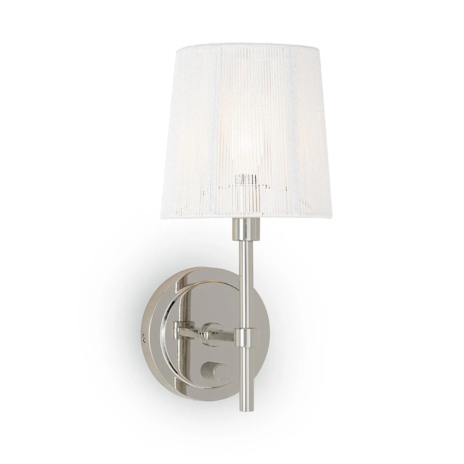 The Franklin Sconce is a harmonious blend of classic and femininity with the added utility of a dimmer knob on its backplate. Adding a touch of tactile intrigue through its unique string lamp shade, the Franklin Sconce is the perfect addition to a powder room or as a pair on either side of a bed. Amethyst Home provides interior design, new home construction design consulting, vintage area rugs, and lighting in the Monterey metro area.