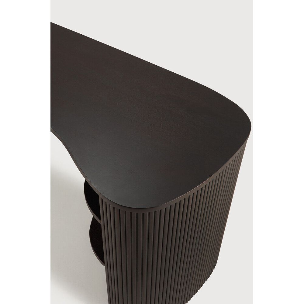 Featuring Roller Mahogany Dark Brown Max Desk by Ethnicraft at Amethyst Home. The Roller Max collection is remarkable in its design, distinguished with its stacked wood-stick effect. With its organic yet contained form, the Roller Max desk is designed to adapt—whether placed in the centre of a room, tucked into a corner, or positioned by a window. It’s an inviting and versatile . Amethyst Home provides interior design, new construction, custom furniture, and area rugs in the Kansas City metro area