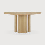 Featuring Roller Oak Round Max Dining Table by Ethnicraft at Amethyst Home. The Roller Max collection is remarkable in its design, distinguished with its stacked wood-stick effect. The dining table perfectly melds form with function. Featuring the option of reversable legs that can change the aesthetic to reflect personal style.Weight : 163 lbs Dimensions: 59.5" W x 59.5" L x 30" H. Amethyst Home provides interior design, new construction, custom furniture, and area rugs in the Boston metro area