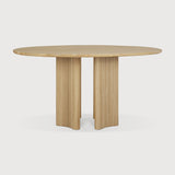 Featuring Roller Oak Round Max Dining Table by Ethnicraft at Amethyst Home. The Roller Max collection is remarkable in its design, distinguished with its stacked wood-stick effect. The dining table perfectly melds form with function. Featuring the option of reversable legs that can change the aesthetic to reflect personal style.Weight : 163 lbs Dimensions: 59.5" W x 59.5" L x 30" H. Amethyst Home provides interior design, new construction, custom furniture, and area rugs in the Houston metro area