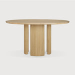 Featuring Roller Oak Round Max Dining Table by Ethnicraft at Amethyst Home. The Roller Max collection is remarkable in its design, distinguished with its stacked wood-stick effect. The dining table perfectly melds form with function. Featuring the option of reversable legs that can change the aesthetic to reflect personal style.Weight : 163 lbs Dimensions: 59.5" W x 59.5" L x 30. Amethyst Home provides interior design, new construction, custom furniture, and area rugs in the Los Angeles metro area