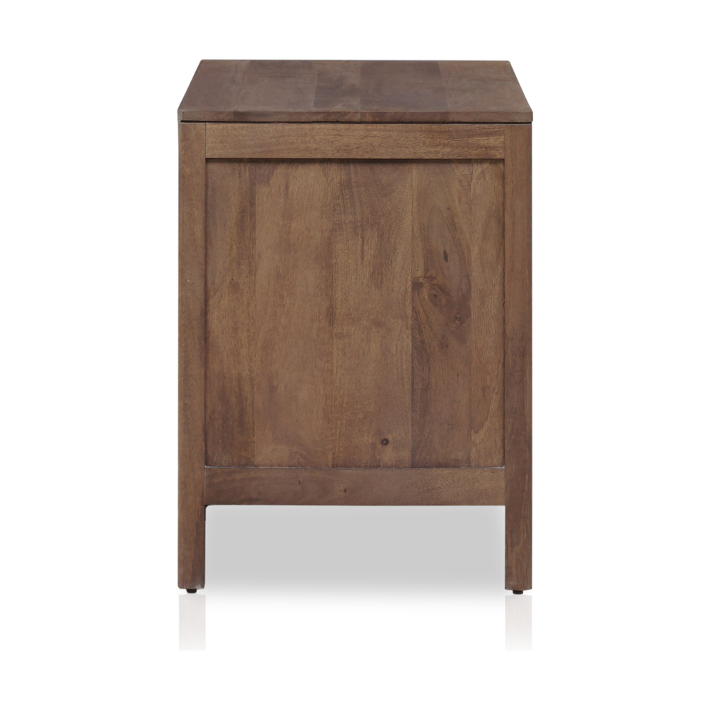 Featuring Sydney Large Nightstand - Brown Wash Mango by Four Hands at Amethyst Home. Brown-washed solid mango encases inset woven cane, for a textural take on bedside storage.
Overall Dimensions: 32"W x 19"L x 26"HColors:  Brown Wash, Brown CaneMaterials: Solid Mango , CaneWeight: 65.7. Amethyst Home provides interior design, new construction, custom furniture and area rugs in the Houston metro area