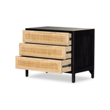 Black wash mango frames inset woven cane, for a light, textural look with organic allure. Three spacious drawers provide plenty of closed storage. Amethyst Home provides interior design, new construction, custom furniture and area rugs in the Omaha metro area