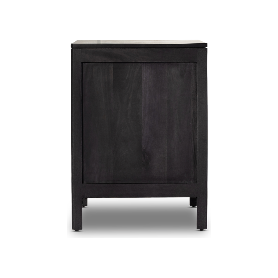 Black wash mango frames inset woven cane, for a light, textural look with organic allure. Three spacious drawers provide plenty of closed storage. Amethyst Home provides interior design, new construction, custom furniture and area rugs in the Houston metro area