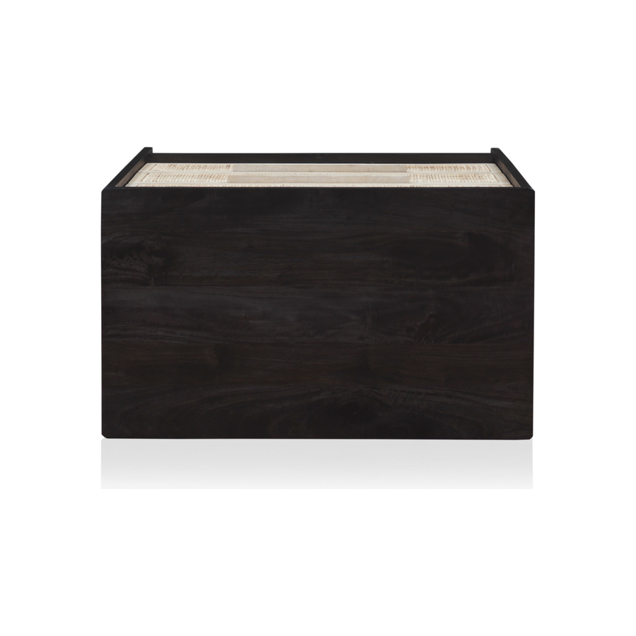 Black wash mango frames inset woven cane, for a light, textural look with organic allure. Three spacious drawers provide plenty of closed storage. Amethyst Home provides interior design, new construction, custom furniture and area rugs in the Tampa metro area