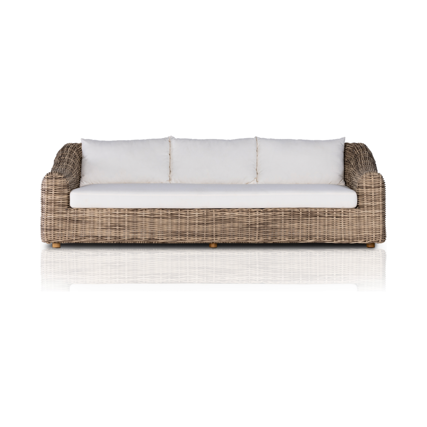 Featuring Messina Outdoor Sofa 106" by Four Hands at Amethyst Home. Traditional heritage shape on a grand scale. An outdoor dining sofa is crafted from durable natural teak in a gorgeous, woven pattern highlighting the texture's natural highs and lows. Oversized with deep-seated comfort with loose pillows for the ultimate outdoor lounge. Cover or store indoors during inclement we. Amethyst Home provides interior design, new construction, custom furniture and area rugs in the New Orleans metro area