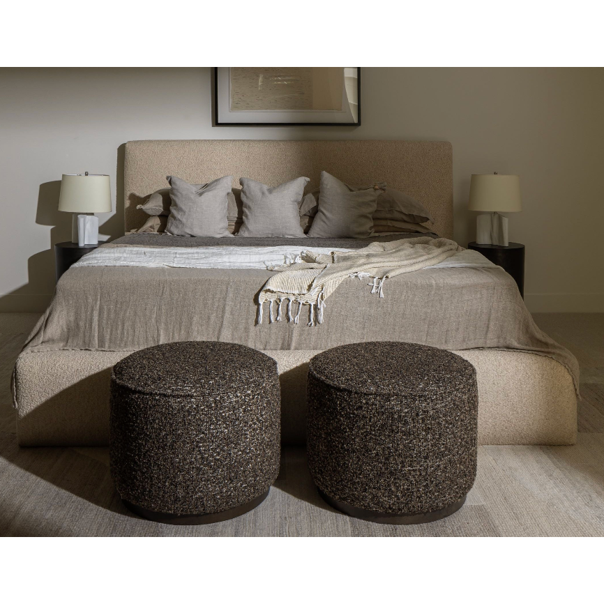 Featuring Quincy Lisbon Cream-King Bed by Four Hands at Amethyst Home. Modern, clean shaping meets inflated comfort with this padded, upholstered bed frame in a textural boucle-like pattern.  Text (251) 257-7986 for quick product details.Overall Dimensions: 92.25"W x 89.25"L x 48"H
Collection: EastonColors: Lisbon Cream ,BlackMaterials: 81% Pl, 19% Pc ,Sol. Amethyst Home provides interior design, new home construction design consulting, vintage area rugs, and lighting in the Scottsdale metro area.