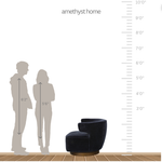 Featuring Dottie Monte Navy Swivel Chair by Four Hands at Amethyst Home. The continuous form of this swivel chair creates a sleek look that elevates everyday seating. Upholstered in navy wool blend, its sleek design is complemented by a 360-degree swivel and pedestal base of solid parawood for a mixed media moment. Overall Dimensions: 29.00"w x 33.75"d x 27. Amethyst Home provides interior design, new home construction design consulting, vintage area rugs, and lighting in the Nashville metro area.